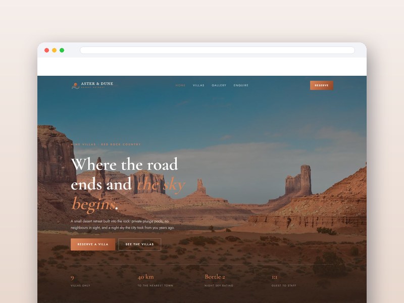 Desert Retreat interface design