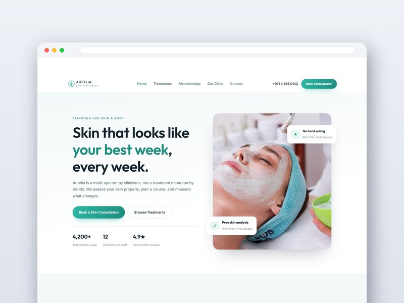 Medi-Spa & Skin Clinic interface design