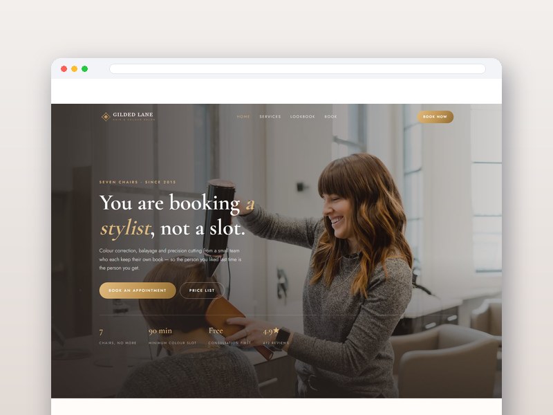Luxury Hair Salon interface design