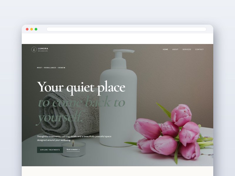 Boutique Wellness Spa interface design