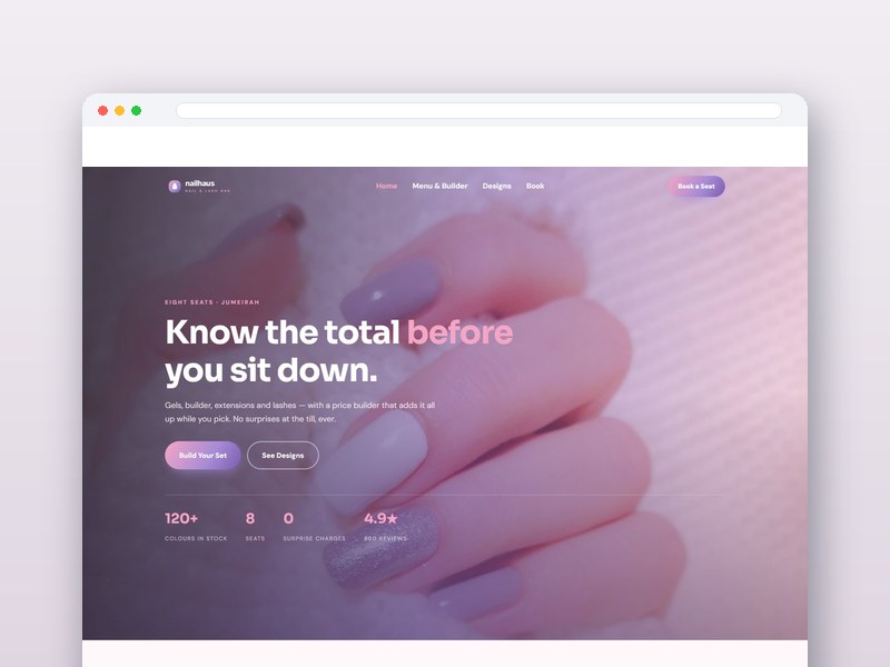 Nail & Lash Bar interface design