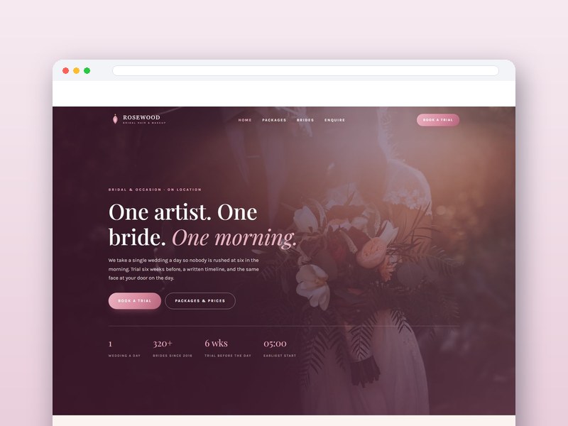 Bridal Hair & Makeup interface design