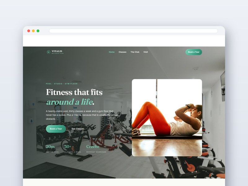 Wellness Club interface design