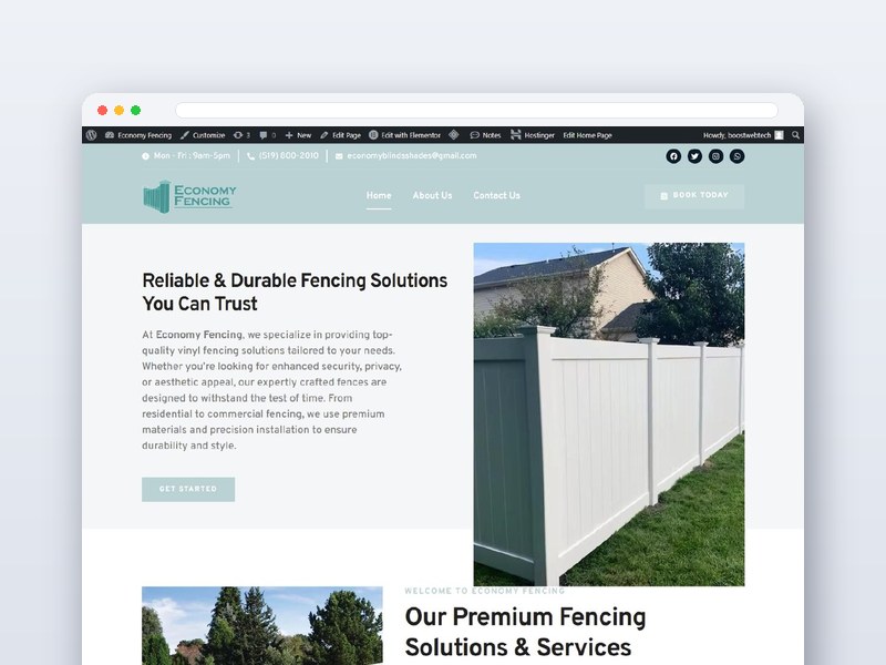 Economy Fencing website design