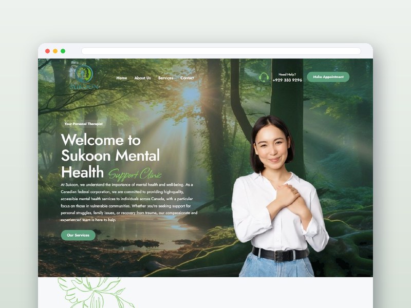 Sukoon Mental Health website design
