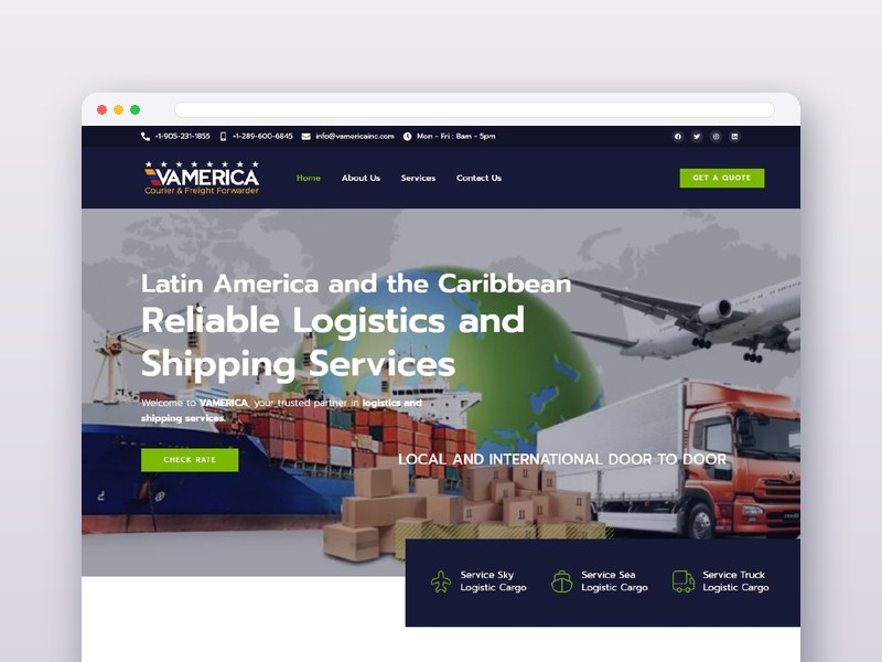Vamerica Logistics website design
